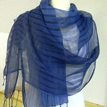 藍染めコットンシルクストール