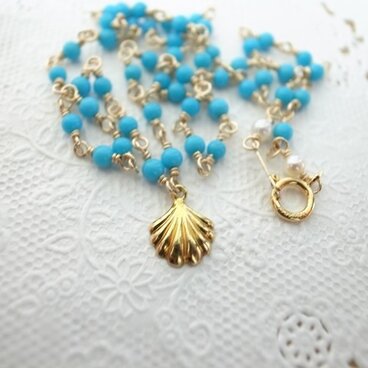 【とこ様オーダー】ターコイズのハートのネックレス