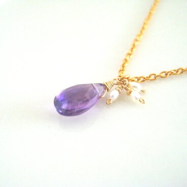 14KGF アメジストと淡水パールのネックレス6⃣