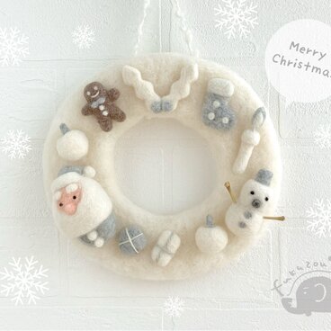 クリスマスリース＊ホワイト＊フェルト