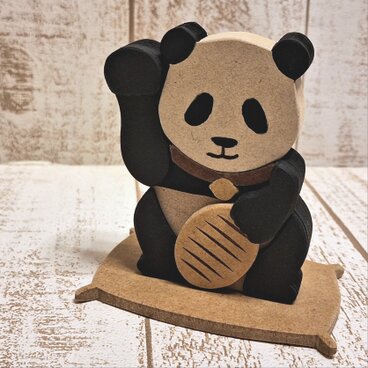 ★受注制作☆木製・座布団付き・招きパンダ☆