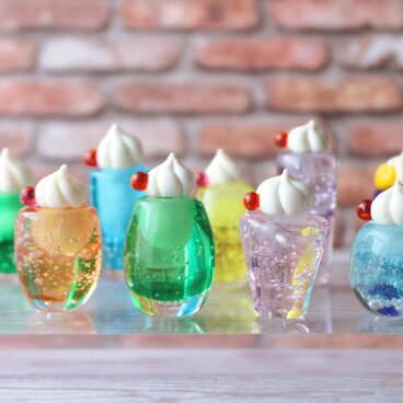 ガラスのクリームソーダ★ガラスのミニチュア喫茶店★