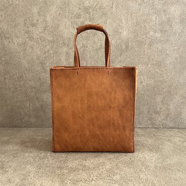 紙袋バッグ　ブラウン　イタリアンレザー＜C＞