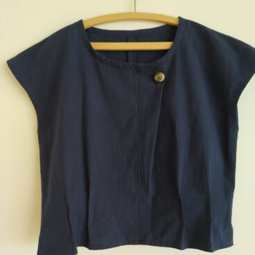 綿麻ネイビーブラウス