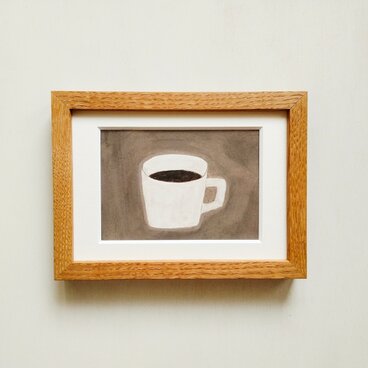 「コーヒータイム」原画 イラスト ※木製額縁入り（2Lサイズ）インテリアアート  *特集掲載＊