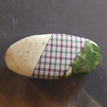 チェックと和紙のトリコロールバレッタ