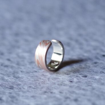 木目金イヤーカフ 銀✕銅