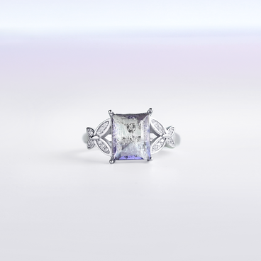 ヴィンテージガラスのリング［透明アメジスト/シルバー］シルバー925/フリーサイズ　pag044