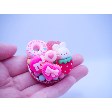 デコ　盛り沢山　スマホグリップ　うさぎ　いちご　ミニチュア　丸『2』