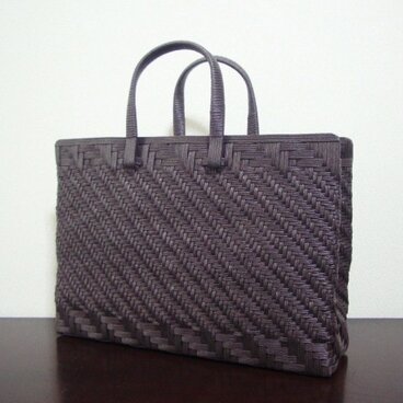 【再販】あじろ編みのハンドバッグ／チョコ