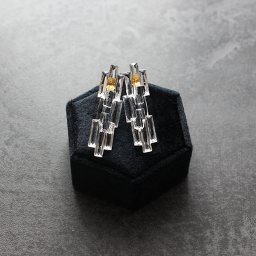 アール・デコヴィンテージガラスのピアス/ノンホールピアス［つらら/ロング］ pag037