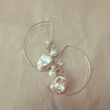 淡水パールのフックピアス