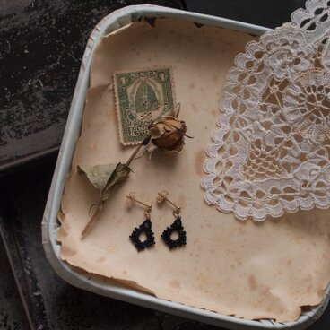 タティングレース 14kgf beauty (noir × black beads)  受注制作