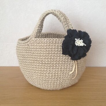 麻ひもころりんバック　コサージュ付き