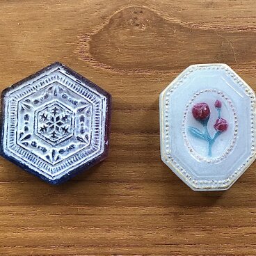 （ホホホ様専用）小さな額のガラスブローチ＋雪夜のガラスブローチ_2