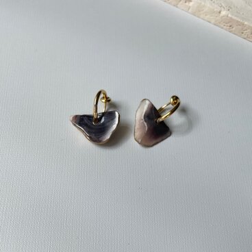 oyster shell stainless hoop earring GD 牡蠣殻×金継ぎ　フープイヤリング