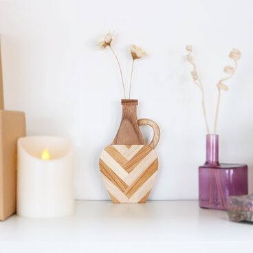 銘木　磁石で壁につける花瓶　PETAN（ペタン）【ヘリンボーン】 試験管付