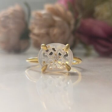 【silver925 】K18gp 白蝶貝レースリング