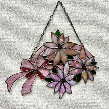 クリスマスリースパネル　ポインセチア（ピンク）