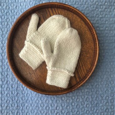 ベビーアルパカのヘリンボーンミトン ［ホワイト］