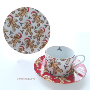 ジンジャーブレッドマンクッキーのティーセット(カップ&ソーサー1客、プレート1枚)【この品限り】値下げ6300円→5200円