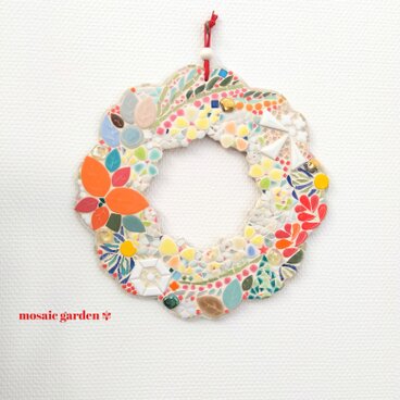 クリスマスドアリース　モザイクタイル