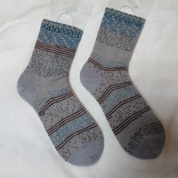 手編み靴下   ジョグレスストライプ