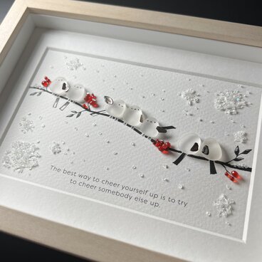 シーグラスアート『シマエナガ(団子)』