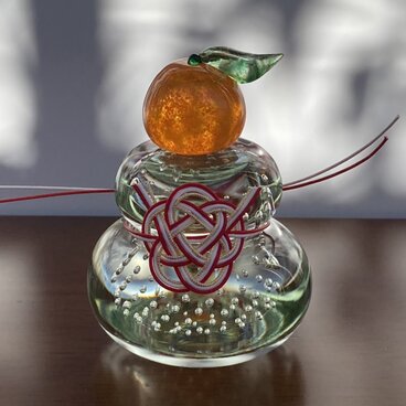 福ぷく泡入りガラスの鏡餅 〜かがみもち〜　＊水引き付き