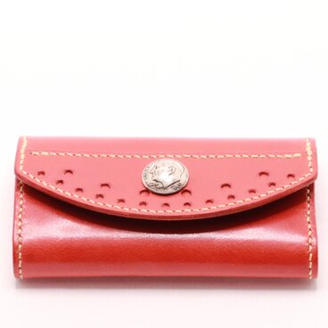 レザークラフト　和乃革製本牛革使用　キーケース　オレンジ