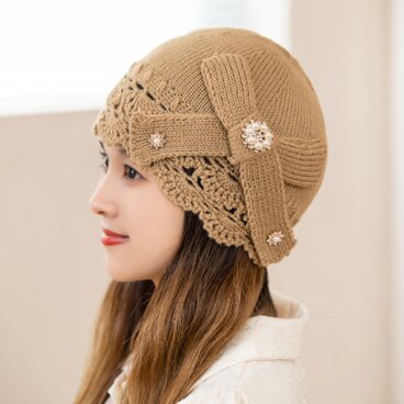 手編み　【Lady's】オシャレな帽子　茶色