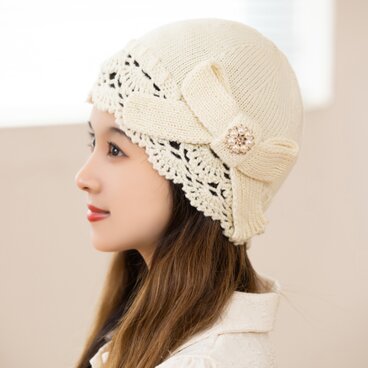手編み　【Lady's】オシャレな帽子　ベージュ
