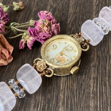 天然石腕時計　No.26~「薔薇に包まれて」