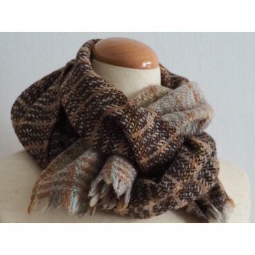 lambswool ministole -brown×grey-