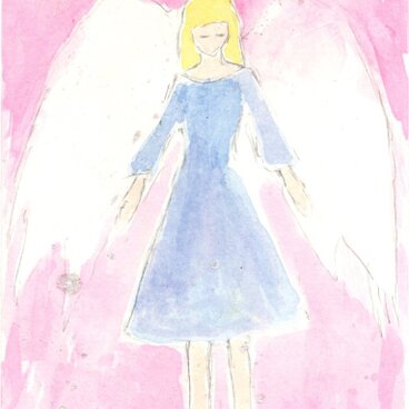 水彩画 直筆 『 天使 』 絵画　アクリル絵具　アクリルガッシュ