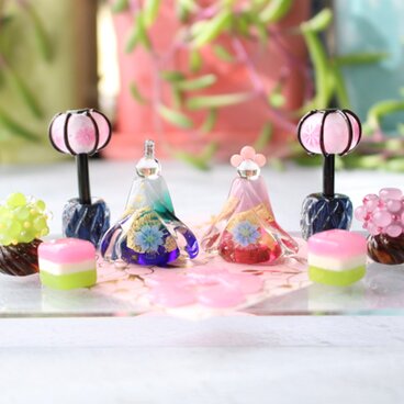 早割セール(～12/30)＊とんぼ玉ひな人形 ガラスのミニチュア雛人形