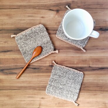 北欧手織り温々ほっこりアルパカ手紡ぎコースター