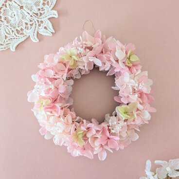 数量限定）桜色のミニリース　ふわふわ　プリザーブドフラワー　春