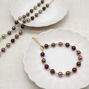 《３色から選べる》ショコラパールブレスレット