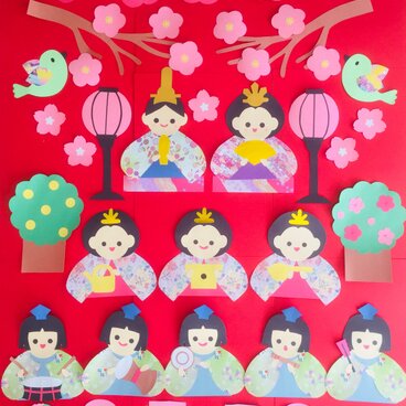 ハンドメイド 壁面飾り★3月 ひな祭り 初節句 【施設/保育園】お雛様 五人囃子