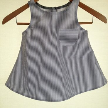 コットンストライプ ノースリーブブラウス