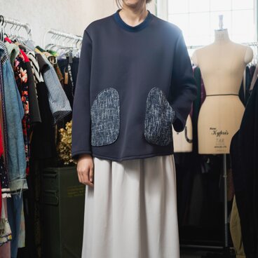 (5-7)Triangular pocket sweatshirt Navy