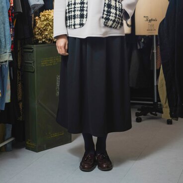 (5-9) basic knit gather skirt  Black