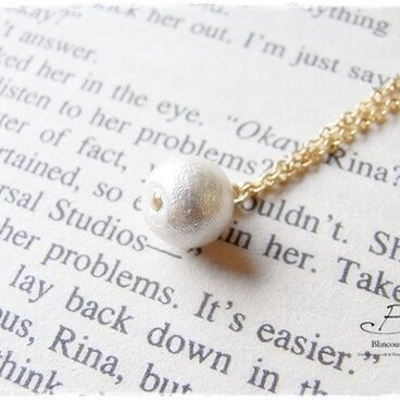 N009 一粒コットンパールのネックレス