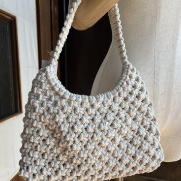 マクラメ ハンドバッグ ホワイト