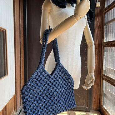 マクラメ トートバッグ 藍染
