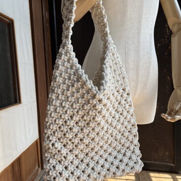 マクラメ ワンハンドバッグ ホワイト