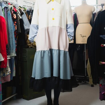 (5-11)Smoky tone Tiered ONE PIECE DRESS