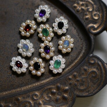 天然石 片耳ピアス【antique bijou/silver925】シルバー