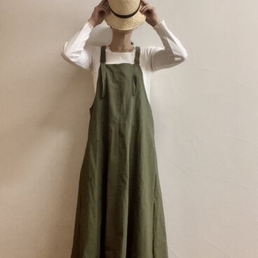 大人のサロペットエプロンワンピース